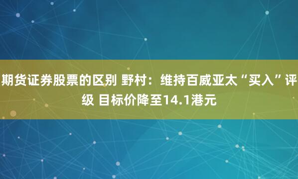 期货证券股票的区别 野村：维持百威亚太“买入”评级 目标价降至14.1港元